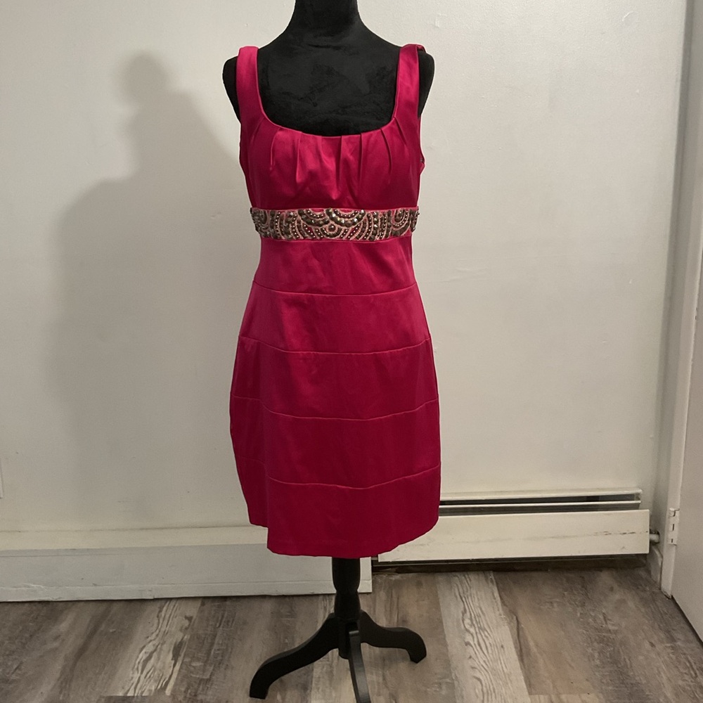 Bisou Bisou Pink Embellished Sheath Mini Dress